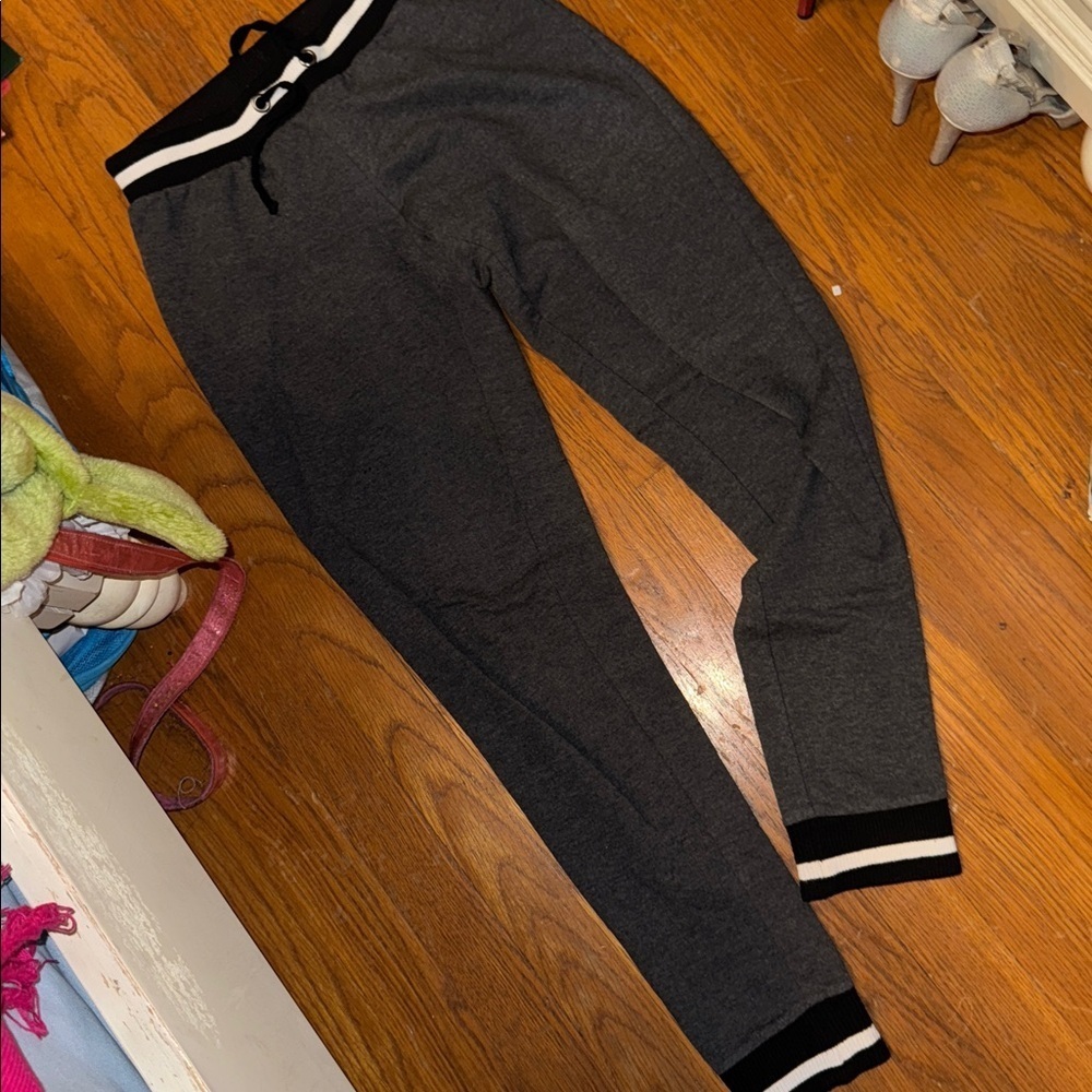 Black Jogger Pants black White Stripes sweatpants
